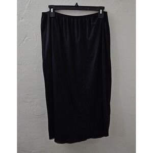 Vanity Fair Black All Nylon 28" Half Slip with Side Slit Lace Trim‎ Size XL/44